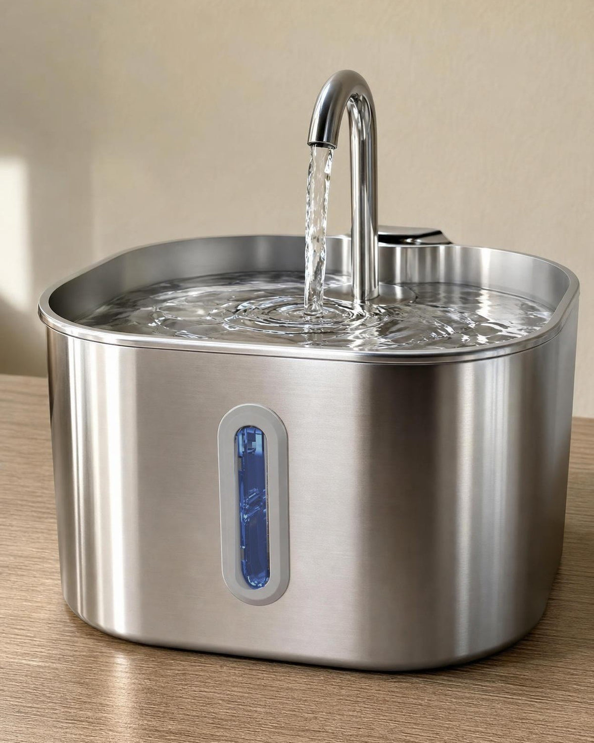 La fontaine de près, l'eau qui sort du robinet